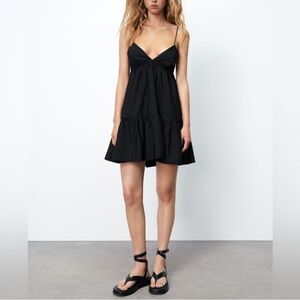 Zara Black Mini Dress with Spaghetti Straps